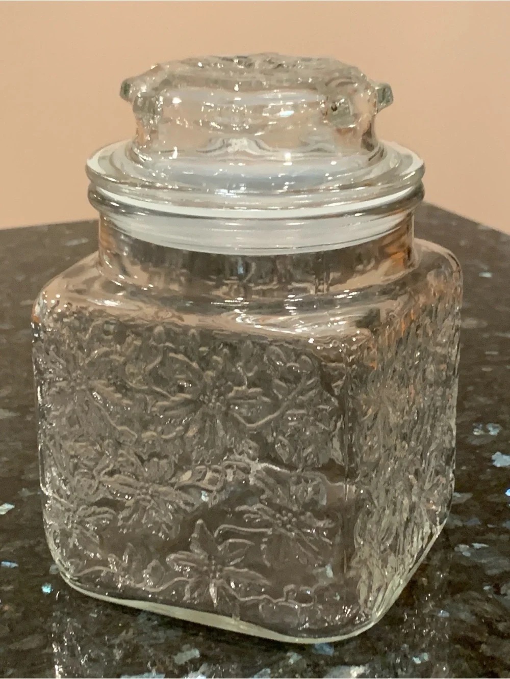 Vintage Princess House Fantasia Crystal Square Canister Jar w/ Lid #549 Storage